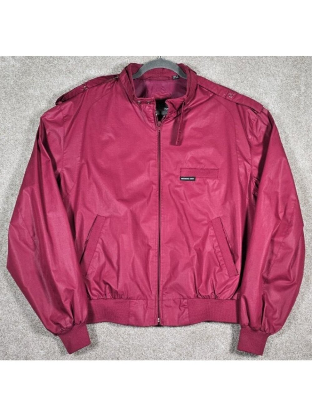 Members Only Vtg Long Sleeve Full Zip Burgundy Racer Cafe Bomber Jacket Men's 46